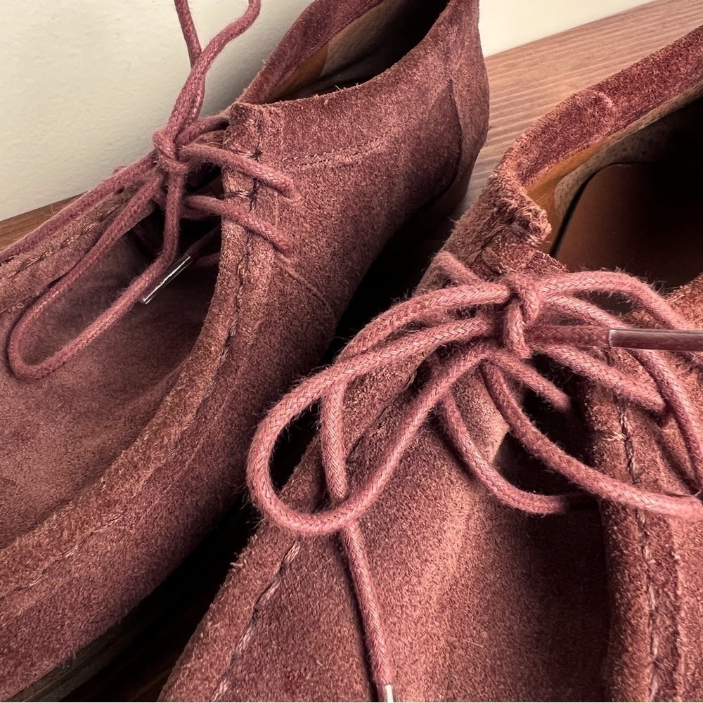 Lucky Brand Acaciah Flat Leather Suede Laced Boat Shoe in Rich Chestnut Fall - Picture 5 of 11